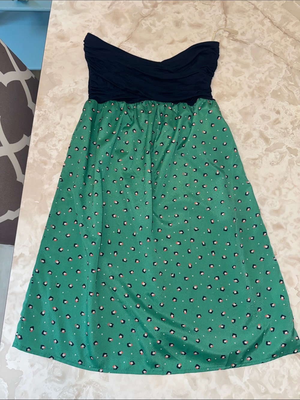 Soprano Navy Blue Strapless Top with Bow Detail